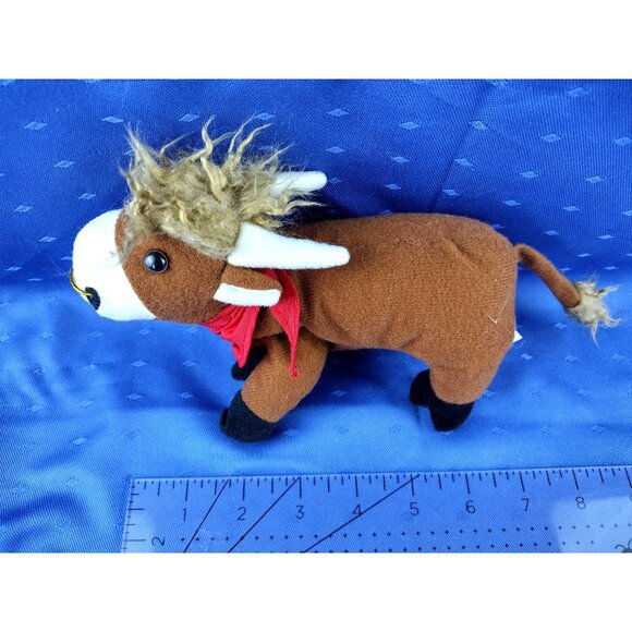 Bull Plush Earnhardt Auto Center 7 In Steer Red Bandanna Western Animal Toy - Picture 9 of 10
